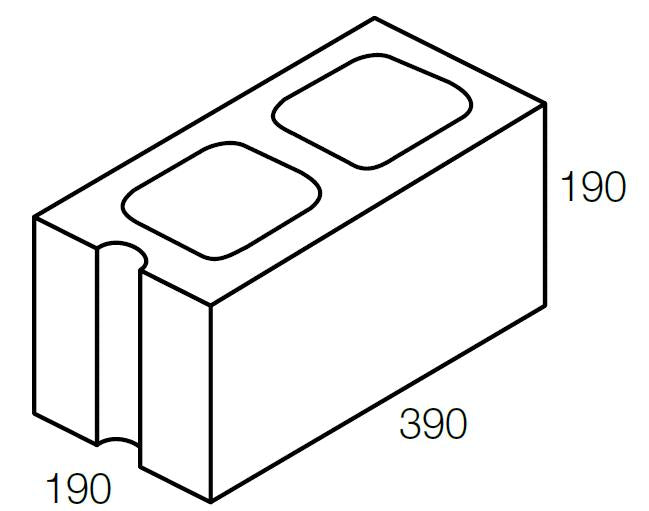 National Masonry 200 Series 20.09 Control Joint Full 390x190x190 and Control Joint Half 20.10 190x190x190mm Combination