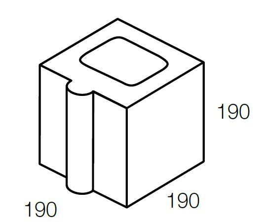 National Masonry 200 Series 20.09 Control Joint Full 390x190x190 and Control Joint Half 20.10 190x190x190mm Combination