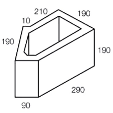 National Masonry 200 Series 20.748 45º Squint Block 290x190x190/90mm