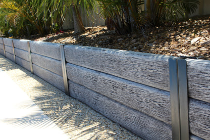 Austral Masonry Timber Look Charcoal 2000x200x75mm Sleeper Retaining Wall
