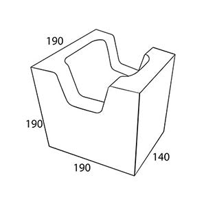 National Masonry 200 Series 20.03C Curved Wall Half Block 190x190x190mm